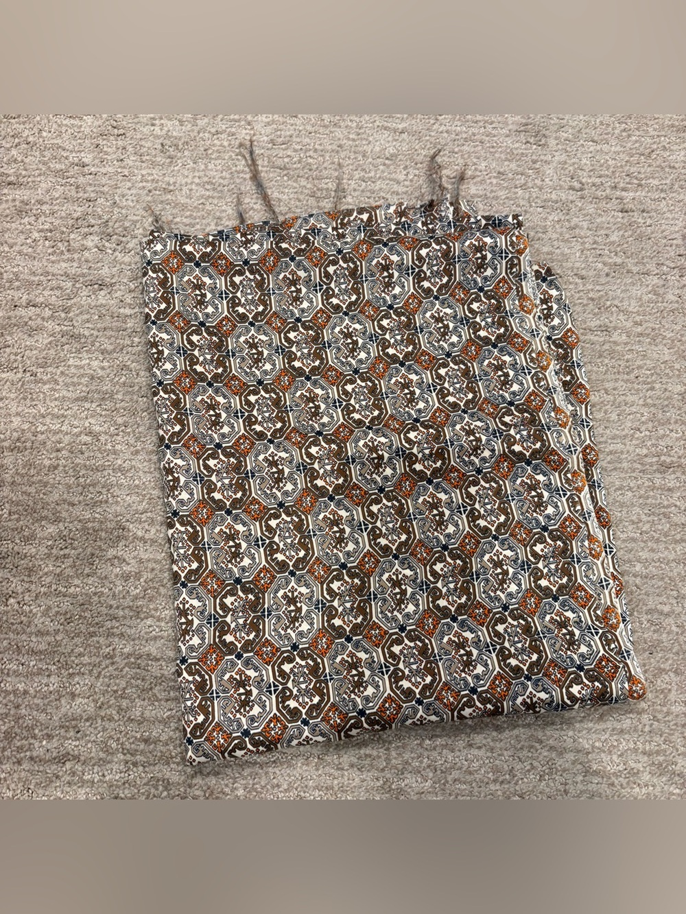 Vintage Brown, Tan, and Orange Patterned Fabric - 45” X 110”